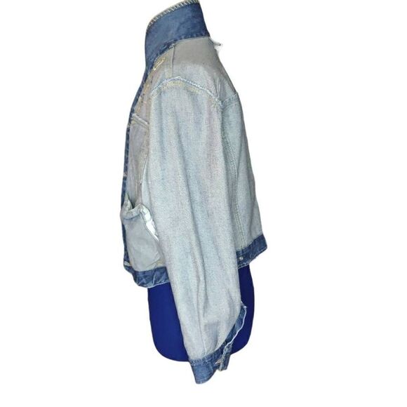NWOT Liz Claiborne Liz Wear Petite Crochet Button Up Denim Jacket, size L - Picture 13 of 15